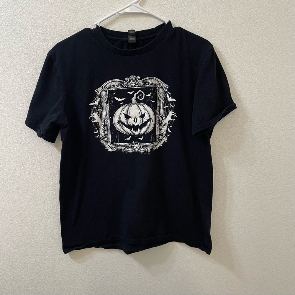 Anvil Halloween Jack o lantern pumpkin shirt black medium